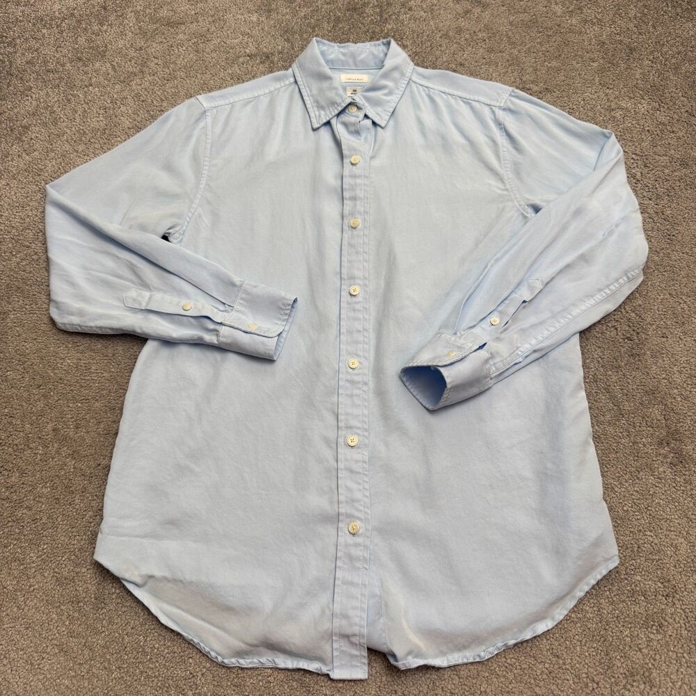 Aritzia Wilfred Free Button Down Shirt Womens 2XS Blue 100% Tencel Lyocell Top